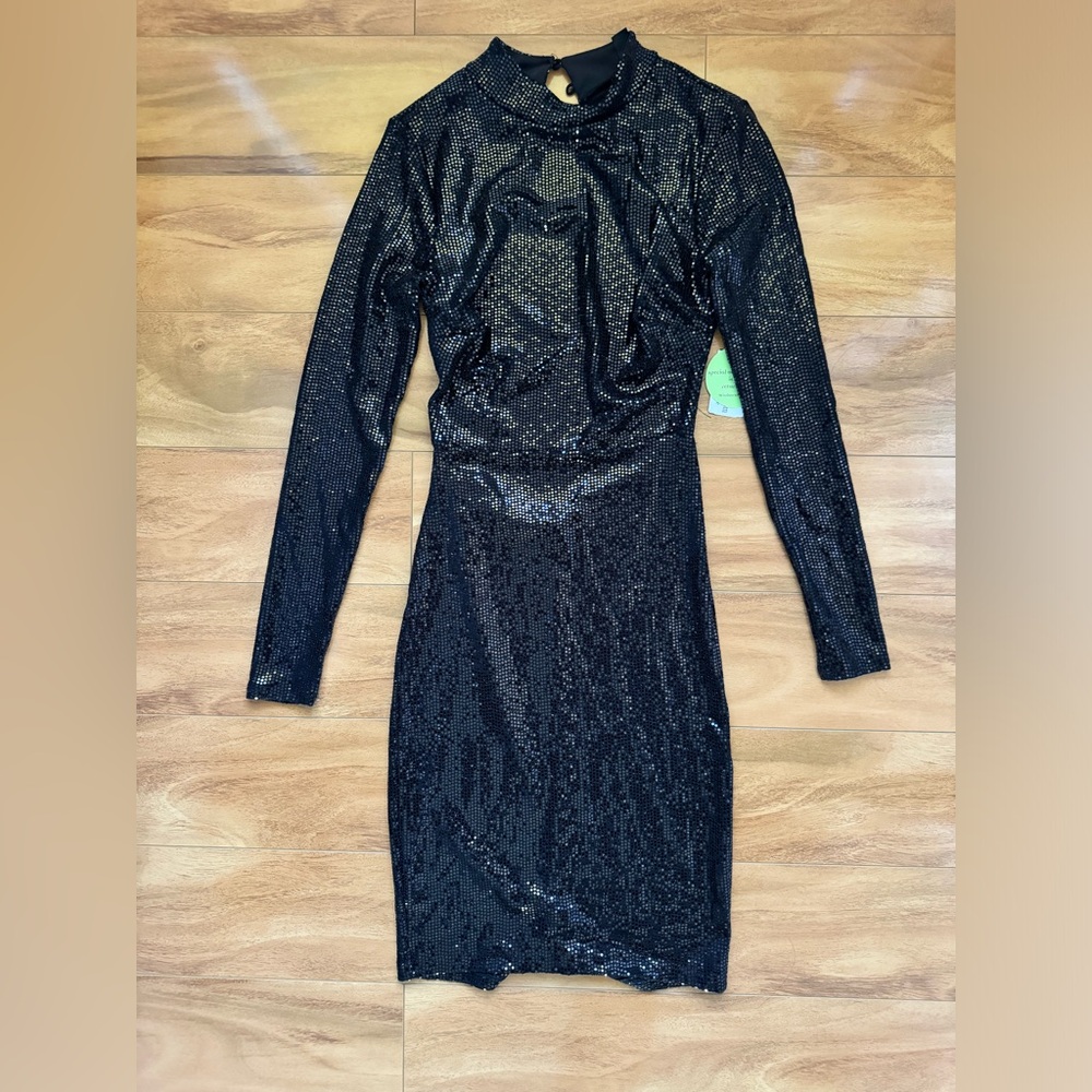 Black sequenced dress with open back